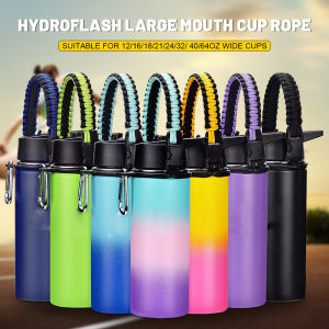 MelGeek Paracord Handle and Silicone Boot Sleeve Compatible with Wide Mouth Water Bottles 12oz-40oz Flask Durable Carrier Survival Strap Cord Safety Ring and Carabiner Ideal Water Bottle Handle Strap