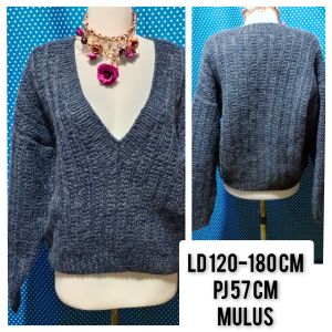 ATASAN WANITA RAJUT CROP BIRU 558