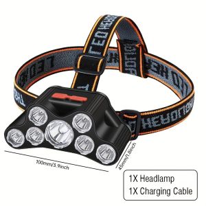 USB Rechargeable Headlight 7 LED Headlamp Strong Light Head Lamp Waterproof Built-in Battery Fishing Flashlight Outdoor Lanterns