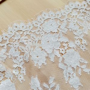 Retro Hollow Floral Eyelash Lace Trim 3m Long 25cm Wide No Stretch Embroidered Underwear Fabric Black White for DIY Sewing