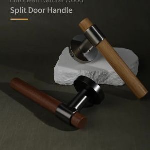Viladepot Privacy Door Handle Wood Handle Lever Bedroom Bathroom Passage Door Lock Without Lock Cylinde