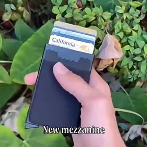 Men Card Holder Ultra-Thin Aluminum Automatic Pop-Up Smart Card Holder RFID Credit Card Bank ID Wallet