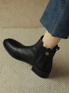 Fall Winter Chelsea Short Boots Womens 2025 New Spring Summer Low Heel Thick Heel Martin Boots Large Size Womens Shoes 41 to 43