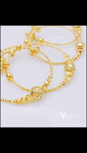 [VJ]Bangle Baby-Kids "Cubic Zirconia" 999.9 Gold Plated Bangles Adjustable <Gelang Tangan Budak Permata>