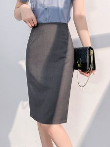 Professional Work Skirt High Waist Commuter Style Zipper Detail Polyester Blend Business Suit A-Line Midi Skirt for Women