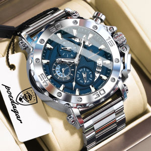 POEDAGAR Sports Mens Watch Calendar Luminous Waterproof Man Wristwatch Chronograph Stainless Steel Quartz Watches For Men Reloj