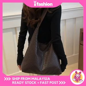 iFASHION 2184 READY STOCK 2 IN 1 Set Large Capacity Women Niche Retro Top Handle Shoulder Tote Bag Bag Tangan Wanita
