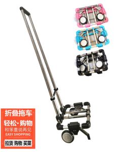 Fashionable Mini Stainless Steel Folding Portable Shopping Cart with Pull Rod for Elderly Vegetable Buying And Goods Pulling