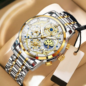 BINBOND Luxury Fashion Casual Quartz Men Watch Stainless Steel Strap Luxury Dial Luminous 30M Waterproof Business Men Wristwatch