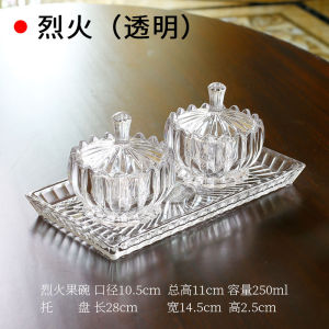 Accessible Luxury European Crystal Glass Covered Compartment Fruit Plate Living Room Home Candy Box Dried Fruit Tray Snack Display Plate Storage