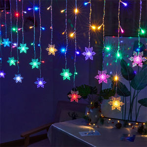 Snowflakes LED String Light Fairy Curtain Lights Outdoor for Xmas Garden Patio Party Home Holiday New Year Celebration Decor