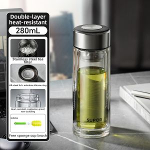 Supor | Mens Tea Double Insulated Glass Tumbler Explosion-Resistant Drop-Proof Heat-Resistant