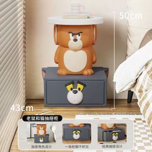 Creative Cartoon Childrens Bedroom Nightstand Small Size Storage Side Table Resin Material Modern Simple Style Boys Room