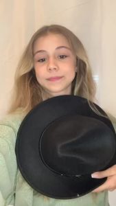 Lanzom Kids Girls Vintage Wide Brim Wool Felt Bowler Cap Bowknot Floppy Fedora Hat