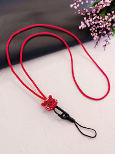 Durable Long Necklace Phone Strap Cute Cartoon Cat Pendant Womens Detachable Tiger Pendant Couple Anti-fall Keychain Lanyard