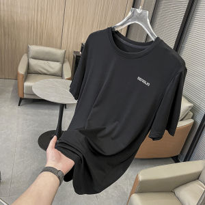 สัมผัสที่นุ่มนวลเป็นพิเศษด้วยความยืดหยุ่นสูงเป็นพิเศษ Ice Cool Drying คอกลม กว้างหลวม กีฬา เสื้อยืดแขนสั้นฐานลําลอง