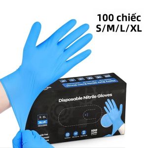 Găng Tay Nitrile Màu Xanh Dùng Một Lần Chống Thấm Nước Cao Su Không Bột Nhà Bếp Rửa Chén Làm Sạch Găng Tay 10-100 Chiếc Kích Cỡ S/M/L/XL