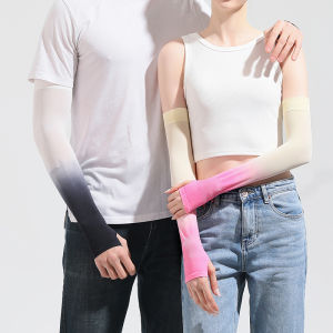 Gradient Color Summer UV Solar Arm Sleeves Ice Silk Cycling Elastic Sleeves Men Women Colorful Travel Beach Hiking Arm Cover