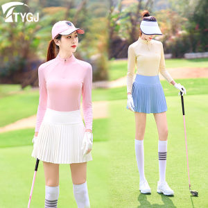 TTYGJ 2024เสื้อกอล์ฟเสื้อแขนยาวสำหรับผู้หญิงเสื้อยืดออกกำลังกายกีฬาเทนนิสฟิตเนสโยคะเสื้อแจ็คเก็ตซิปครึ่ง