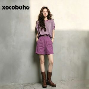 xocoboho | Fashionable Purple Tee and Shorts Set