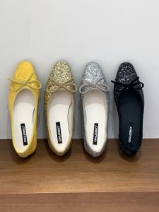 Glistening Bow Flats New Shallow Mouth 2026 Soft Sole Ballet Shoes
