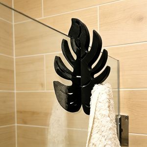 Monstera Bathroom Hooks Punch-free Glass Door Hook Tropical Leaf Design for Bathroom Decor Cute Hanger