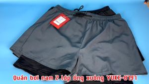 Quần bơi Thể Thao Nam 2 lớp Chống lộ Ống suông YUKE - 8797/ Nhập khẩu chính hãng