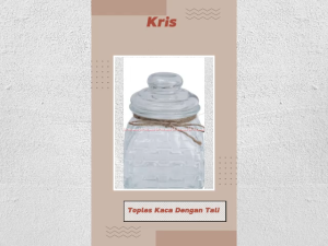 Kris 600ml Set 3pcs Stoples Kaca Ribbon Dengan Tali Pita Jerami Toples Makanan Kering Hiasan Tali Emas Dengan Tutup Krisbow