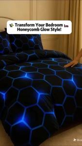 3pcs Geometric 3D Hexagonal Honeycomb Pattern Duvet Cover Set Digital Print Colorful Polyester Bedding with Zipper Closure