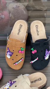 Womens Clog Sandals Korean Style Fashionable Cute Cartoon Canvas Sandals with Adjustable Buckle Non-Slip Sole Comfortable Breathable Casual Outdoor