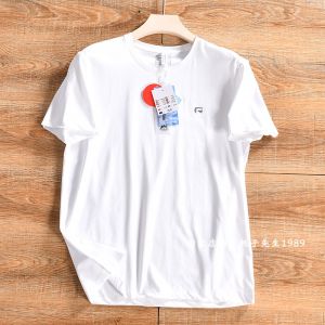 Quick Dry Summer Mens round Neck T-Shirt Sporty Short Sleeve 3M Reflective Moisture Wicking Versatile Youthful Polyester Fiber