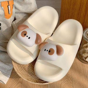 Cute Little Dog Slippers Home Bathroom Anti-Slip EVA Summer Feeling Slippers Womens Cartoon Style Flat Heel Indoor Shoes