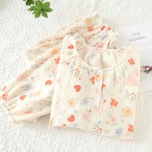 Sleepwear Co 100% Cotton Pyjamas Woman Pajamas Women Set Long Sleeve Round Neck Baju Tidur Wanita Cotton Piyama Tidur Wanita Lengan Panjang 睡衣裤套装女