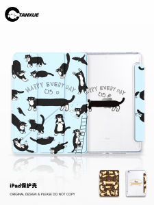 Korean Style Milk Cow Cat Pattern iPad Case Air7 Pro11 Inch Protective Cover 10th Generation with Pen Slot Apple Mini6 Shell