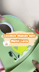 Celemek Makan Bayi Silikon Celemek Motif Lucu Waterproof Baby Bib Perlengkapan MPASI Bayi CJ04