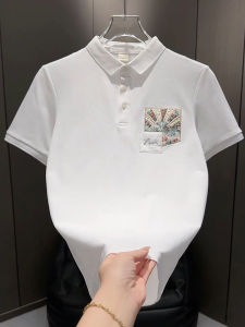 เสื้อโปโลคอปกแขนสั้นผู้ชาย ทรงสลิมฟิต ปักลาย ทรงหลวม ฤดูร้อน ปักลาย ปักลาย แขนสั้น แขนยาวครึ่งตัว ผ้าฝ้าย