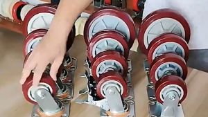 Pu Push Caster Wheel Trolley: Red Caster Wheels & Brake