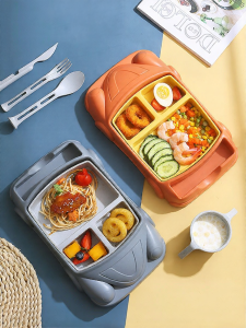 Baetsie | Children Car Dish Set Wheat Straw Material Food Grade Cartoon Cute Compartment Plate