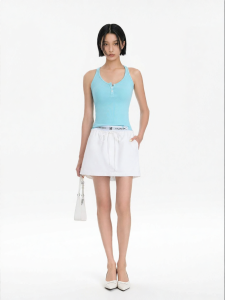 CALLED BACK | Tie Adjustable Sporty Comfortable Versatile White Short Skirt