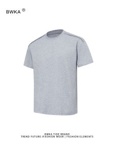 BWKA | Gray Zippered Crew Neck T-Shirt Short Sleeves