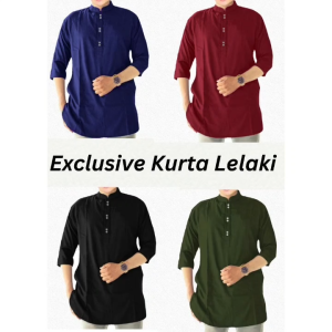 Kurta Lelaki Band Collar Lengan 3 Suku Side Pocket Exclusive Raya Collection Men Kurta Dewasa -ARIF
