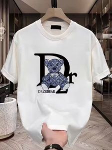 European Goods Bear Print Short Sleeve T-Shirt Mens Summer New Arrival Trendy Minimalist Easiest for Match Casual Half Sleeve Bottoming Shirt Tops