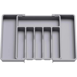 8 Grids Adjustable Kitchen Storage Organizer Tray – Plastic Multifunctional Drawer Organizer for Kitchen Counter Utensils