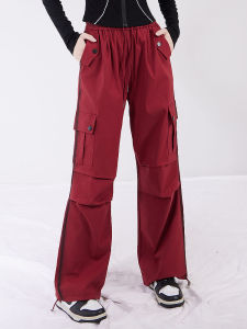 กางเกงทำงานเอวสูงสไตล์อเมริกัน ทรงหลวม ไซส์ใหญ่ กางเกงขายาวลำลองสำหรับฤดูใบไม้ร่วงและฤดูหนาวปี 2024