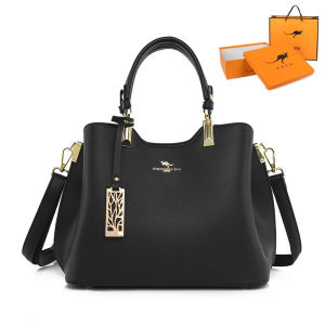 Kangaroo Soft Leather Handbag Womens Fashionable Crossbody Bag Shoulder Gift for Mom Holiday City Simple Style with Canvas Lining