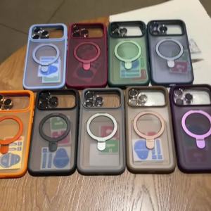 Ốp Lưng Kim Loại Trong Suốt Từ Tính Chống Sốc Cho iPhone Pro Max 16 15 14 Plus - Có Chức Năng Bảo Vệ Camera Và Chân Đế