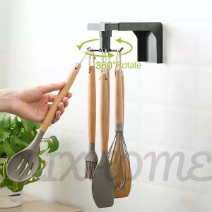 MixHome 360 Rotatable Wall Hook Seamless Self Adhesive Kitchen Hooks Holder Ties Bag Extensible Utensils Storage Rack Wall Mounted Hanger Rack Kitchen supplies