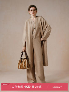 เสื้อคาร์ดิแกนถักหลวมๆ สำหรับผู้หญิง ชุดสามชิ้น ฤดูใบไม้ร่วง/ฤดูหนาว ทรงหลวมๆ ยาวคลุมเข่า เสื้อสเวตเตอร์คอวี เสื้อคลุมกันหนาว