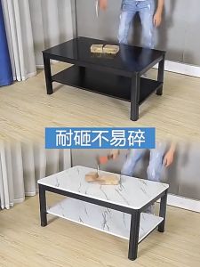 โต๊ะกลาง โต๊ะรับแขก โต๊ะกลางโซฟาลายไม้ สไตล์โมเดิร์น 120CM 2ชั้น ท็อปไม้อัดMDF เรียบหรูดูดี ไม้ลายหินอ่อน