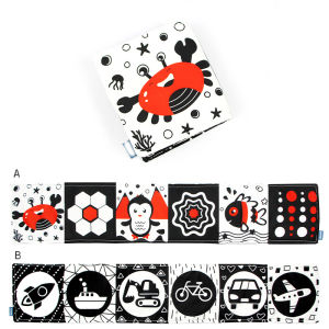 Foldable Baby Soft Cloth Books Black and White High Contrast Sensory Toy for Newborn Infants Early Educational Montessori Toys